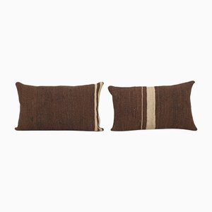 Turkish Bohemian Wool Kilim Pillow Covers, Set of 2
