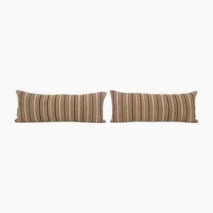 Vintage Striped Organic Hemp Kilim Pillow Covers, Set of 2
