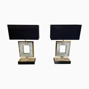 Italienische Art Deco Tischlampen aus goldenem Muranoglas, 2er Set
