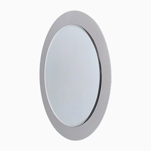 Postmodern Mirrored Steel Frame Round Wall Mirror, Italy