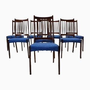 Mid-Century Danish Teak & Fabric Dining Chairs by Arne Hovmand Olsen, Set of 8