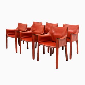 Cab 413 Armchairs by Mario Bellini for Cassina, Set of 6