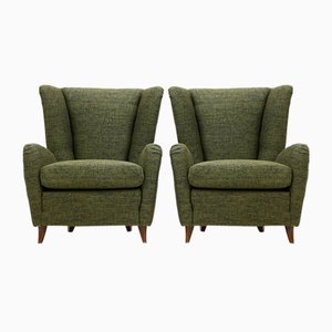 Grüne Sessel mit Stoffbezug, 1940er, 2er Set