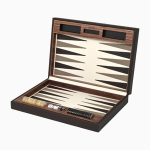 Juego de backgammon de cuero de Pinetti