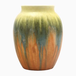 Crystalline Drip Glaze Barrel Vase from Ruskin Pottery, 1930s