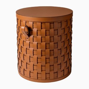 Short Leather Demetra Round Basket