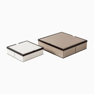 Quadratische Astrea Leder Box, 2er Set