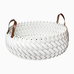 Large Leather Almeria Basket with Handles