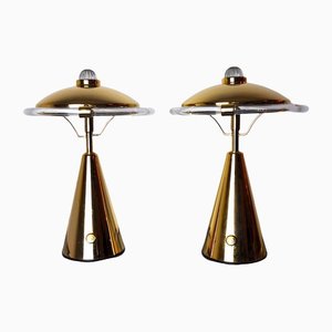 Regency Acrylic & Brass Table Lamps, Italy, 1970, Set of 2