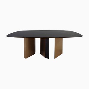 Amber Dining Table with Nero Marquina Marble Top