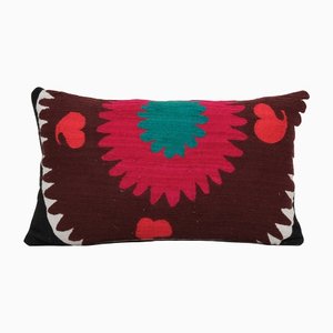 Hand-Embroidered Lumbar Uzbek Suzani Pillow Cover