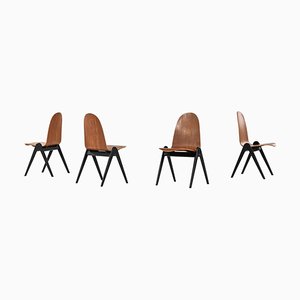 Swedish Knockdown Dining Chairs by Yngve Ekström, Set of 4