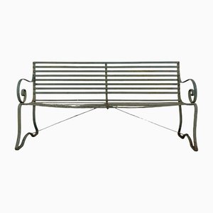 Antique American Garden Bench in Wrought Iron and Metal