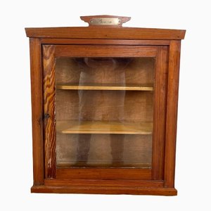 Small Antique Wooden Display Cabinet with Gomina Label