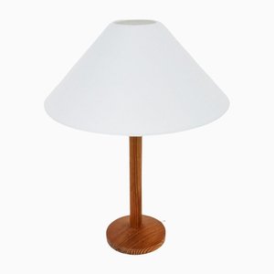 Vintage Pine Table Lamp With Conical Shade by Hans-Agne Jakobsson for Markyard, Sweden, 1960s