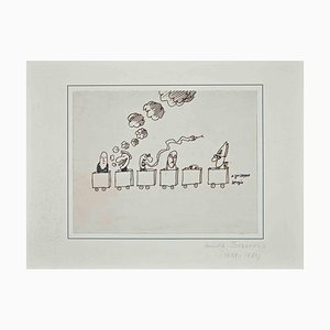 Sergio Barletta, Le Train, Encre de Chine, 1980s