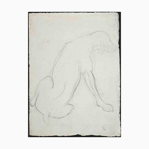 Dog, Drawing, Mid-20th-Century, Framed