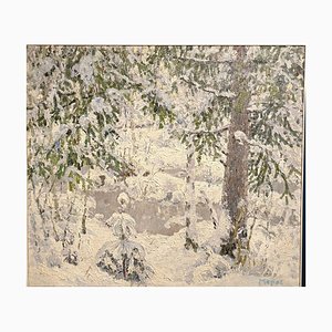 Georgij Moroz, Snowy Forest, 2003, Huile sur Toile