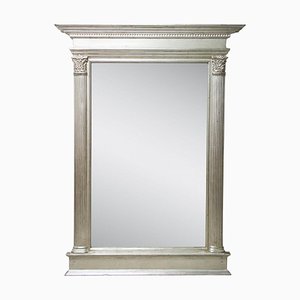 Neoclassical Regency Style Silver Mirror in Hand-Carved Wood