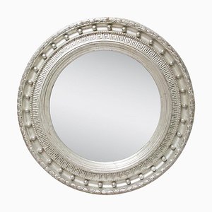 Neoclassical Empire Style Silver Mirror in Hand-Carved Wood