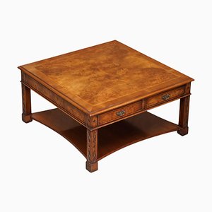 Large Burr Walnut Four Drawer Coffee Cocktail Table