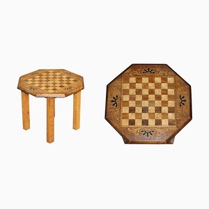 Table de Jeux d'Échecs Vintage en Acajou Satiné & en Noyer Idéale comme Extrémité