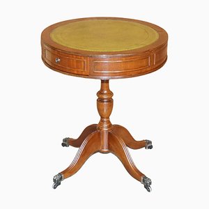 Table d'Appoint Regency Vintage en Acajou et Cuir Vert