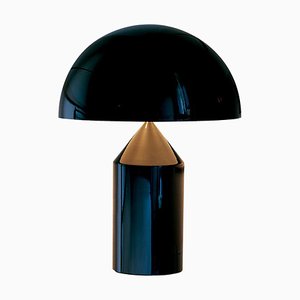 Mittelgroße schwarze Atollo Tischlampe aus Metall von Vico Magistretti für Oluce