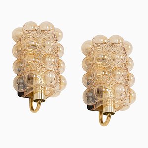 Amber Bubble Glass Sconces by Helena Tynell for Limburg, Germany, Set of 2