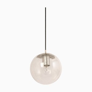 Petite Suspension en Chrome avec Boule en Verre Transparent de Limburg, Allemagne, 1970s