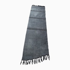 Tapis de Couloir Kilim Vintage en Chanvre Bleu Nuit