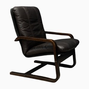 Scandinavian Leather Lounge Chair, 1960s