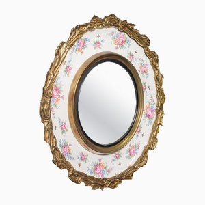 Specchio convesso vintage in vetro e ceramica, Regno Unito, anni '30
