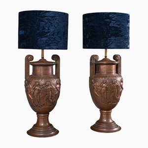 Antique Victorian Decorative Townley Table Lamps in Bronze, Set of 2