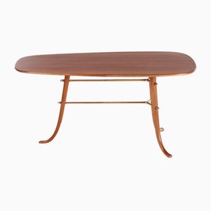 Vintage Coffee Table With 3 Legs & Brass Details, Scandinavia