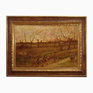 Bucolic Landscape, 20th-Century, Oil on Canvas, Framed