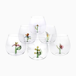 Flower Power Glasses from Casarialto, Set of 6