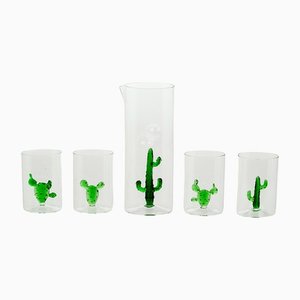 Brocca e 4 bicchieri Cactus di Casarialto, set di 5