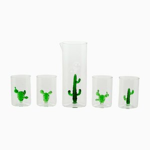 Cactus Set of Jug and 4 Glasses from Casarialto, Set of 5