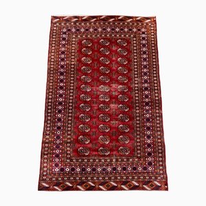 Vintage Turkish Yomut Rug in Red, Black and Beige