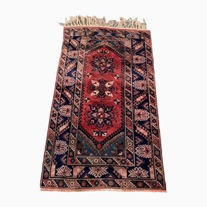 Vintage Turkish Tribal Rug in Red, Blue and Green