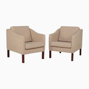 Danish Wool Upholstered Low Armchairs, 1970s, Set of 2