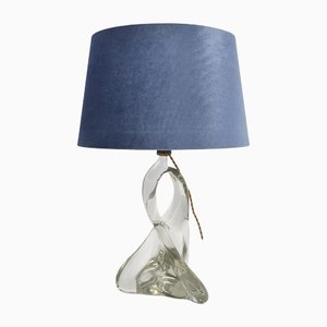 Clear Crystal Glass Table Lamp from Val Saint-Lambert