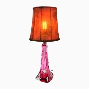 Pink Crystal Table Lamp from Val Saint Lambert