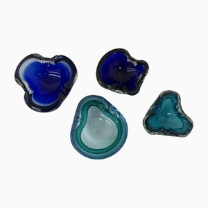 Mid-Century Blue Murano Glass Bowls, 1970s, Set of 4