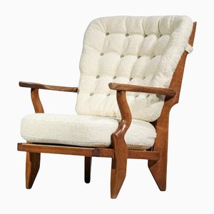 Large Grand Repos Madame Armchair in Oak by Guillerme and Chambron for Votre Maison, 1960s