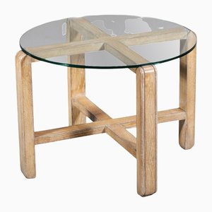 Modernist Oak Coffee Table in the Style of Jean Michel Frank, 1940s