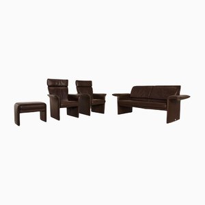 Dark Brown Leather JR 2750 Two-Seater Sofa, Armchair & Footstool from Jori, Set of 4
