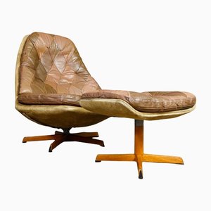 Dänischer Vintage Sessel & Fußhocker von Madsen & Schubell, 2er Set