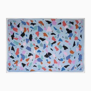 Natalia Roman, Gray-Blue Terrazzo, 2022, Acrylic on Watercolor Paper